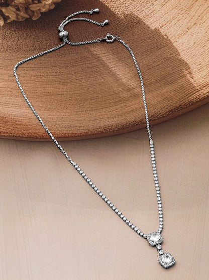 Elegant American Diamond Zirconia Studded Pendant Necklace