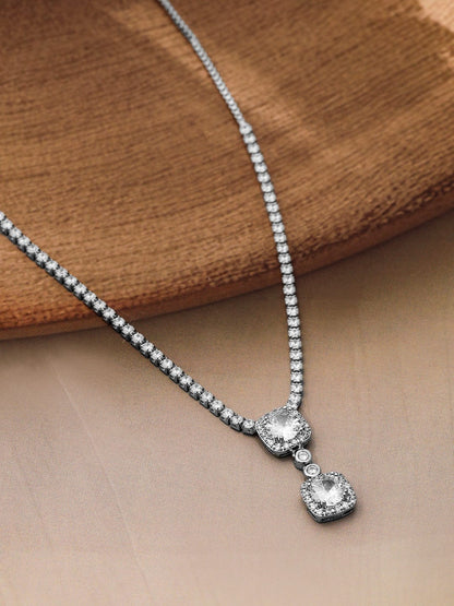 Elegant American Diamond Zirconia Studded Pendant Necklace