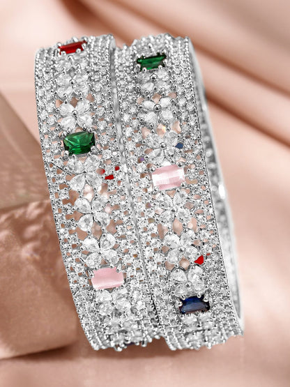 Blooming Colours in Silver Bangles