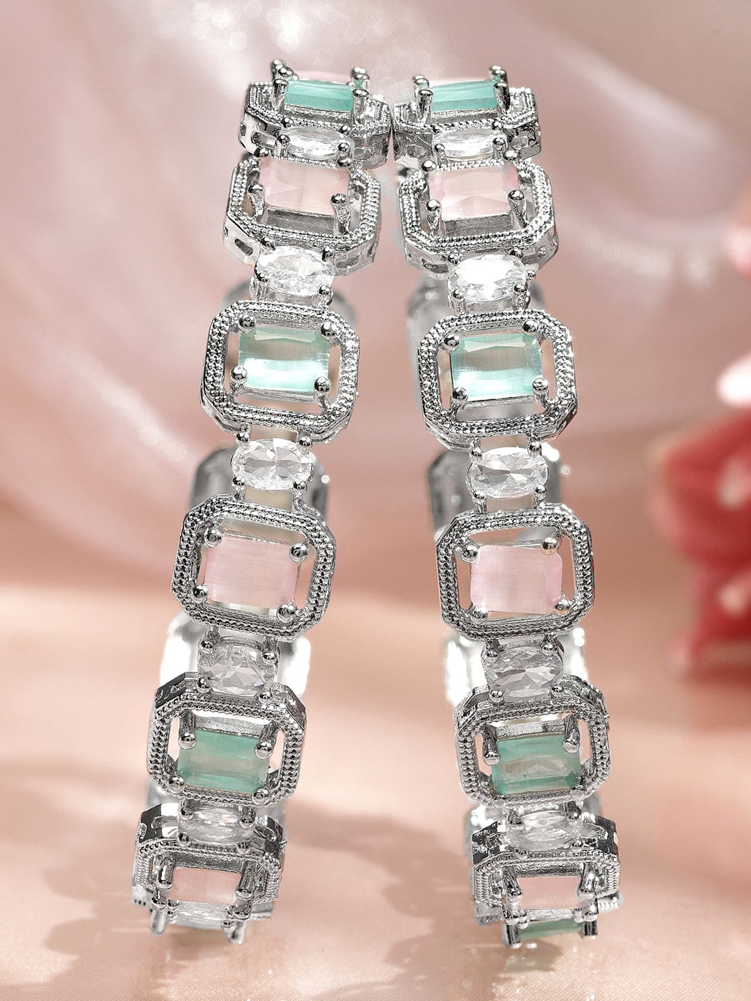 Pastel Hues American Diamond Zirconia Bangles