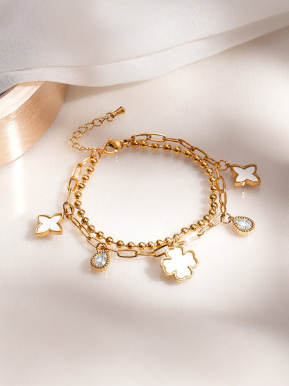 Demi Fine 18K Gold Plated Stainless Steel Clover Charm Bracelet